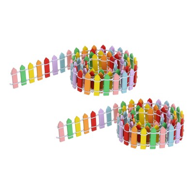 Unique Bargains Wood Decorative Miniature DIY Crafts Garden Fence 0.12 Inch Multicolored 2 Pcs
