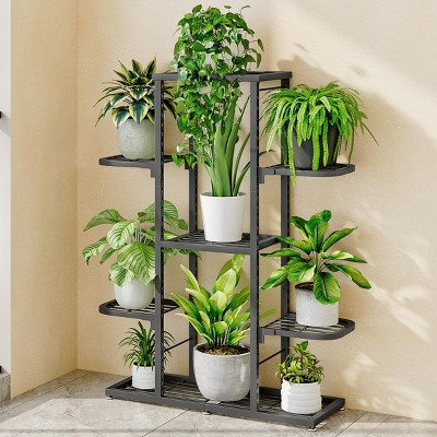 Zstar Plant Stand Indoor & Outdoor, Metal Tiered Shelf for Plants, Space-Saving Patio Plant for Home Decor, General Organization
