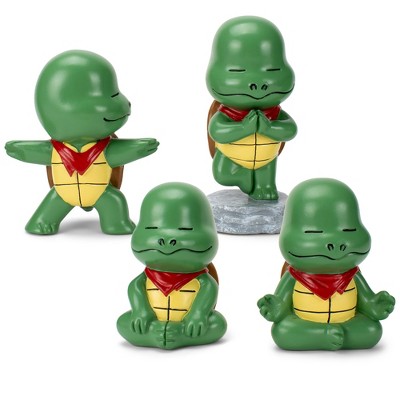 Class Collections Green Yoga Turtle 4 inch Resin Stone Collectible Figurines Set of 4