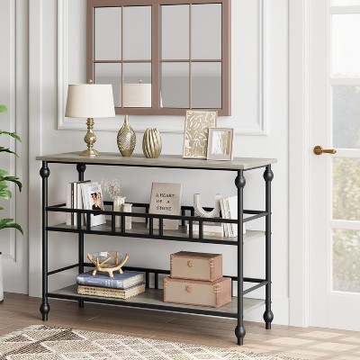 Console Table 43”, 3-Tier Industrial Entryway Table, Narrow Entrance Sofa Table with Shelves Sofa Table for Hallway, Living Room, Small Space