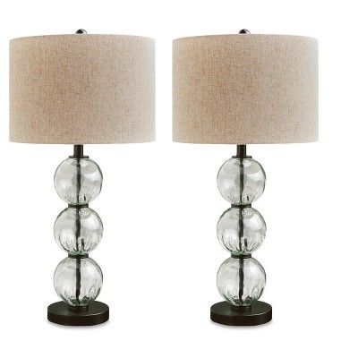 Signature Design by Ashley Airbal Contemporary 29.38" Glass Table Lamp, Set of 2, Black & Clear