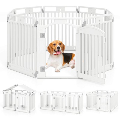 Costway 8/16-Panel 32” Tall Plastic Dog Panel with Securing Locking Door for Medium