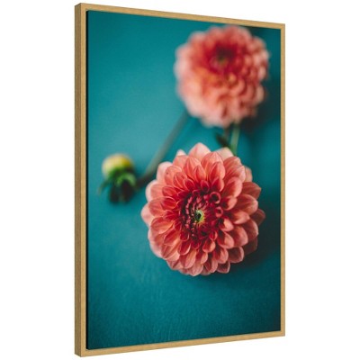 Kate & Laurel All Things Decor 23"x33" Sylvie Vibrant Pink Dahlia Floral Framed Canvas by Patricia Hasz Bright Gold
