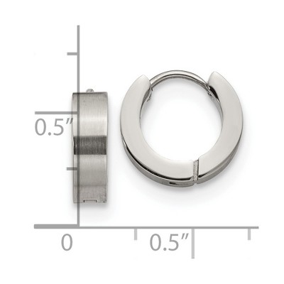 Chisel Stainless Steel Brushed and Polished 4mm Hinged Hoop Earrings