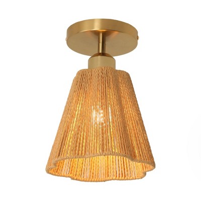 Parrot Uncle 7.3" Gold Farmhouse Semi-Flush Mount Ceiling Light 1-Light