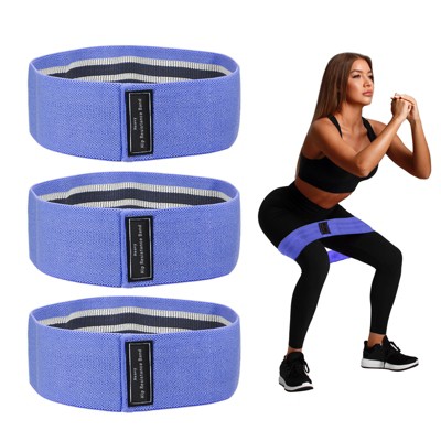 Unique Bargains Elastic Fabric Non-Slip Workout Loops Leg Booty Resistance Bands 3 Pcs