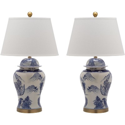 Shanghai Ginger Jar Table Lamp (Set of 2) - 29.5 Inch Height - LIT4173 - Blue/White - Safavieh