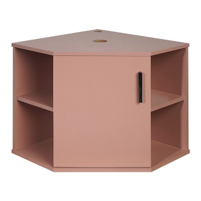 ELECWISH 28 Inch Bathroom Vanity, Pink Corner Bathroom Vanity, Floating Vanity for Small Space, Open Shelves, Wall Mounted