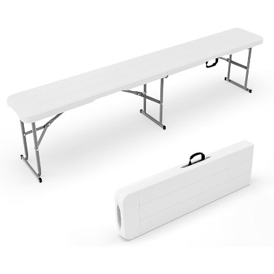 VINGLI 6 FT Plastic Folding Bench,Portable Indoor/Outdoor Picnic Party Camping Dining Seat, Garden Soccer Entertaining Activities, White