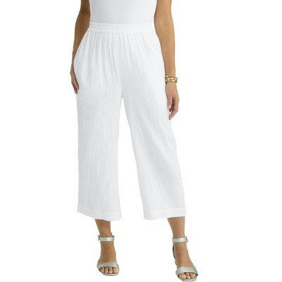 Jessica London Gauze Wide Leg Crop Pant