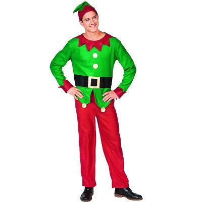 Northlight 45" Red and Green Men's Elf Costume With a Christmas Santa Hat - Plus Size