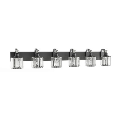 Crystal Matte Black Bathroom Vanity Light 3/4/5/6 Light Modern Bathroom Vanity Light Fixtures Over Mirror Bath Wall Lighting，e26 Base