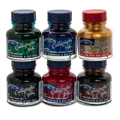 Calligraphy Ink Intro Set 6ct - Winsor & Newton: Multicolor Dip Pen Inks for Art & Stationery