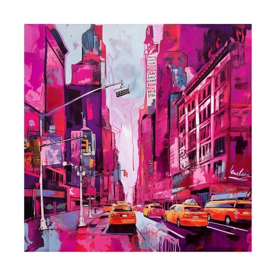 Canvas Wall Art - Ray Heere 'Pop Art New York Pink 2' Wall Art for Living Room, Bedroom, or Office Décor by Trademark Fine Art - 14 x 14 Inches