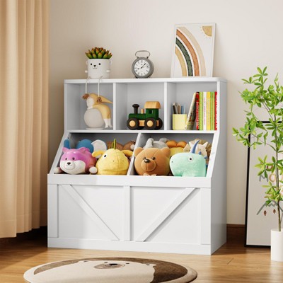 Jojoka  Kids Toy Storage Bookshelf Organizer for Toddlers, Nursery Playroom, Daycare Childrens Room Toy Shelf and Bookcase Furniture