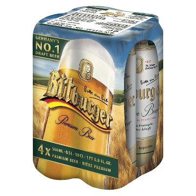 Bitburger Pilsner Premium Beer - 4pk/16.9 fl oz Cans