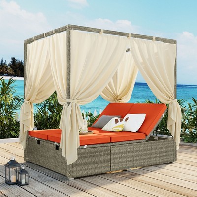 Whisen Adjustable Sun Bed with Curtain, High Comfort, 3 Colors Available