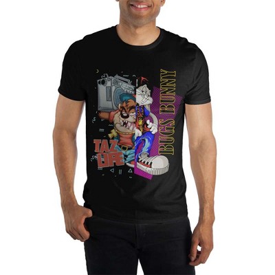 Looney Tunes Boombox Taz Life & Bugs Bunny Men's Black T-Shirt