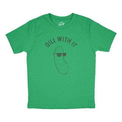 Youth Dill With It T Shirt Funny Pickles Deal With It Vegetable Joke Tee for Kids - Crazy Dog Youth T Shirt For Foodies