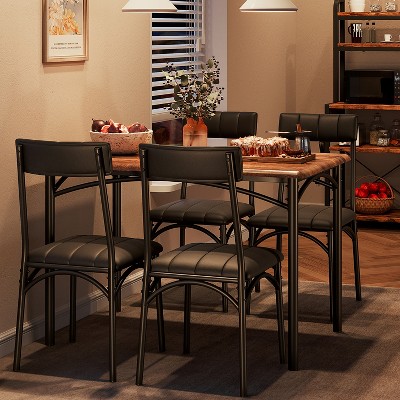 Dining Table Set, Kitchen Table and Upholstered Chairs, Wooden Dining Room Table Set for Small Space, Apartment