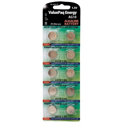 Dantona® ValuePaq Energy AG10 Alkaline Button Cell Batteries, 10 Pack in Silver