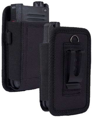 Nakedcellphone Pouch Case for XL Thick Flip Phone (Canvas with Clip and Belt Harness) - for Kyocera DuraXV Extreme, CAT S22, Sonim XP3plus - Black