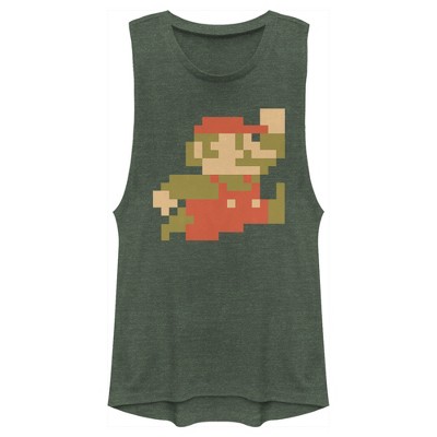 Juniors Womens Nintendo Small Mario Pixelated Festival Muscle Tee