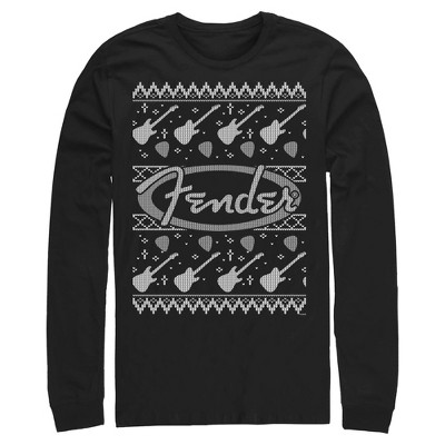 Men's Fender Christmas Black and White Logo Long Sleeve Shirt