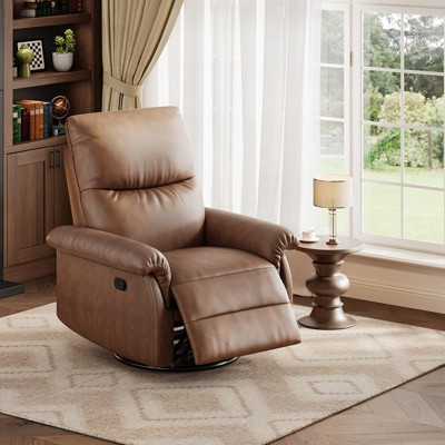 Swivel Rocking Nursery Manual Recliner Chair Rocker Recliner Glider Deep Seat PU Leather Sofa Chair with High Backrest