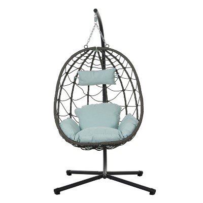 NicBex Indoor Outdoor Wicker Hanging Egg Chair with Cushion and Stand for Patio Bedroom Porch Garden