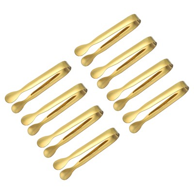 Unique Bargains Stainless Steel Kitchen Mini Ice Appetizers Dessert Serving Tongs