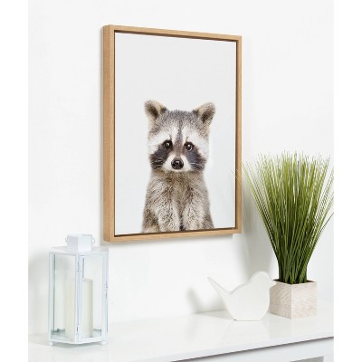 Sylvie Raccoon Framed Canvas by Amy Peterson - Kate and Laurel