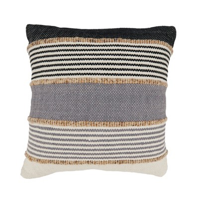 Saro Lifestyle Striped Down Filled Throw Pillow, Gray, 20"x20"