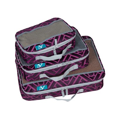 American Flyer Astor Collection Packing Cubes 3-Piece Set - Black Purple
