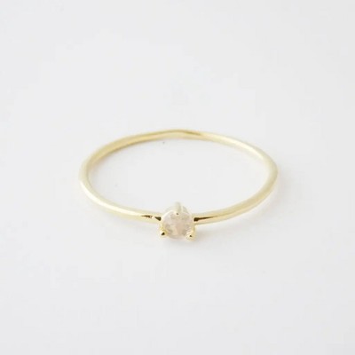 Pink Rose Quartz Point Solitaire Ring in Gold, Rose Gold, Silver - Honeycat