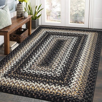 Modern Braided Print Area Rug Boho Rug Geometric Rug Washable Living Room Bedroom Rug