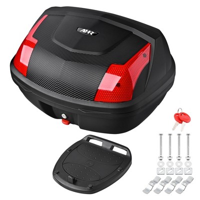 AHR 48L Motorcycle Tour Tail Box Scooter Trunk Storage Lock Carrier Case for Helmet Black
