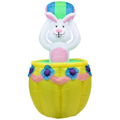 Northlight Lighted and Animated Inflatable Easter Bunny Basket Outdoor Decoration - 5.5' -