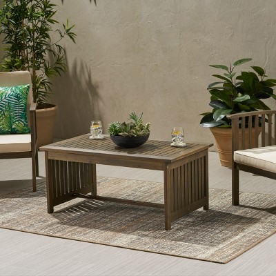 ACEPANO Wood Rectangle Accent Coffee Table Furniture-Gray