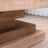YUHAO Modern Farmhouse Rustic Wood Coffee Table, Wood block base coffee table - 4 of 4