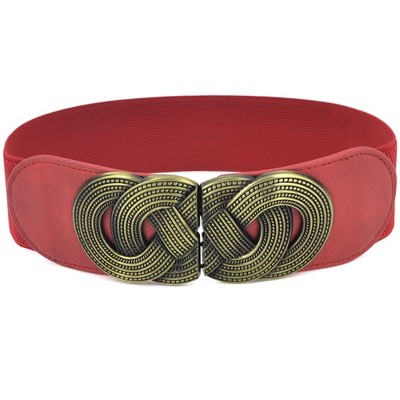 INSPIRE CHIC Knot Woven Metal Interlocking Buckle Elastic Waist Cinch Belt