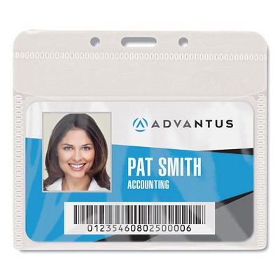 Advantus PVC-Free Badge Holders, Horizontal, Clear 4.5" x 4" Holder, 4.13" x 3.25" Insert, 50/Pack