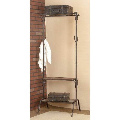 Industrial Metal Coat Rack Black - Olivia & May: Entryway Bench, Iron Stand, 2 Shelves