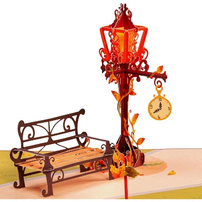 Paper Love 3D Fall Lamppost Pop Up Greeting Card, for Fall, Thanksgiving, All Occasions - 5" x 7" Cover with Note Tag