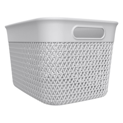 Life Story Large Storage Basket, Decorative Plastic Home Organizer, Lightweight Versatile Tub with Built-In Handles, 16 Quart, White