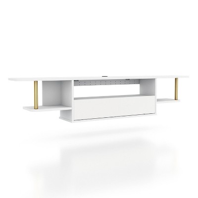 miBasics Kevis Modern Floating TV Stand for TVs up to 70" White: Wall Mounted Media Console with Storage