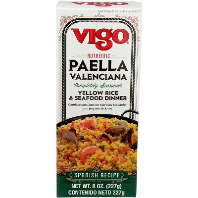 Vigo Paella Valenciana Yellow Rice and Seafood Dinner - Case of 12 - 8 oz