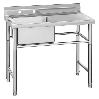 Stainless Steel Sink, Commercial Kitchen Prep & Utility Sink Free Standing Restaurant Laundry Garage Bar Workshop