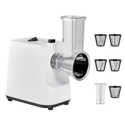 VEVOR Electric Cheese Grater Salad Maker, 200W Salad Shooter, Electric Vegetable Slicer Shredder Chopper for Fruits with 5 Attachments, White
