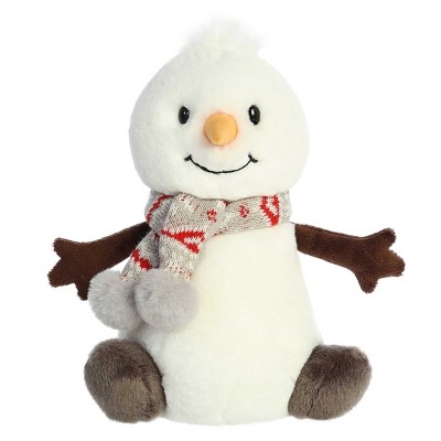Aurora Small Wren Snowman With Scarf Holiday Festive Stuffed Animal White 9"